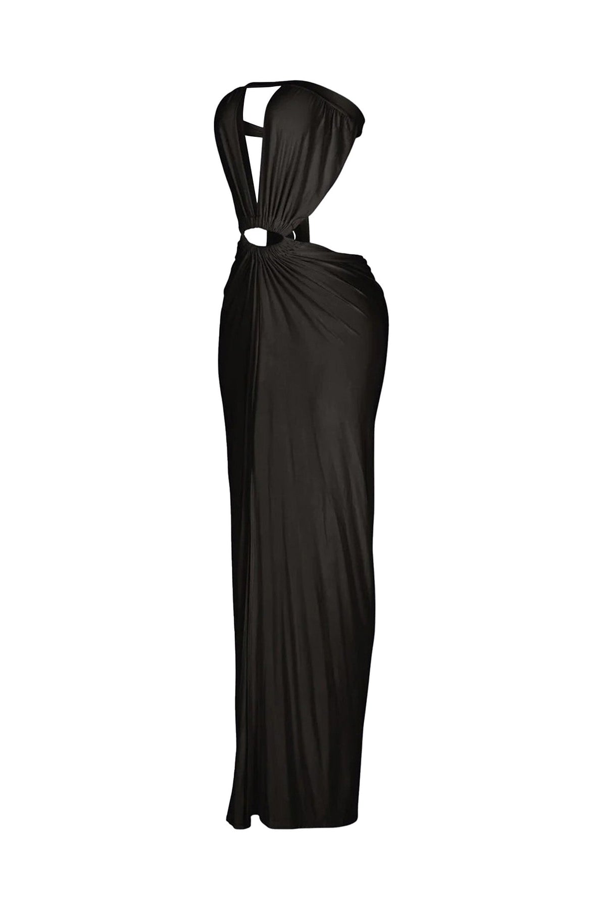 Cutout Ruched High Slit Maxi Dress Lavish Daily