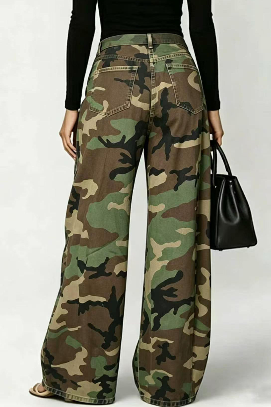 Baggy Camo Eyelet Wide Leg Pants Lavish Daily
