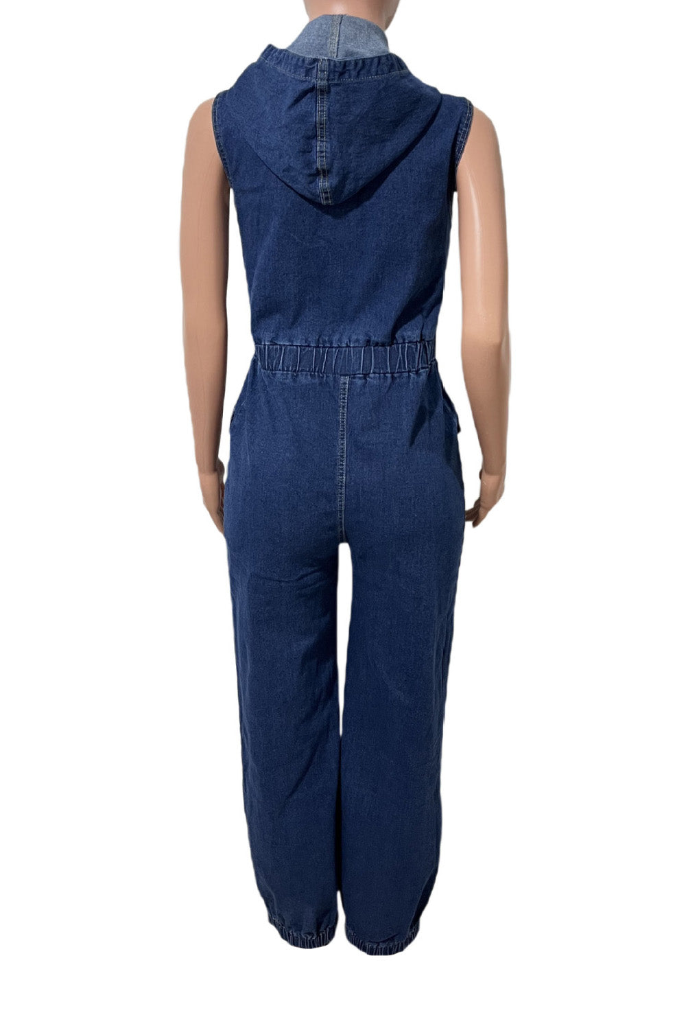 Sleeveless Hooded Denim Jumpsuit Lavish Daily