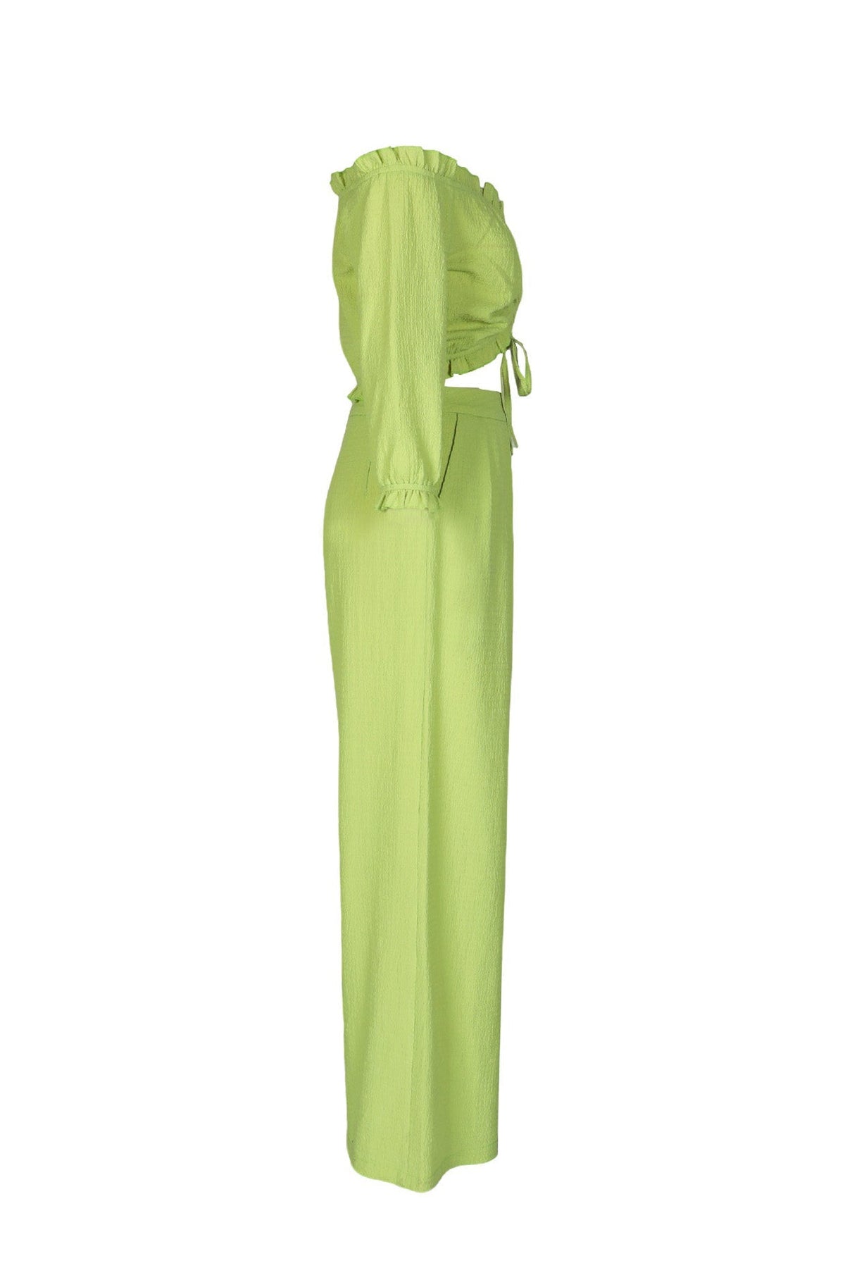 Textured Off-Shoulder Ruched Top & Wide Leg Pants Set Lavish Daily