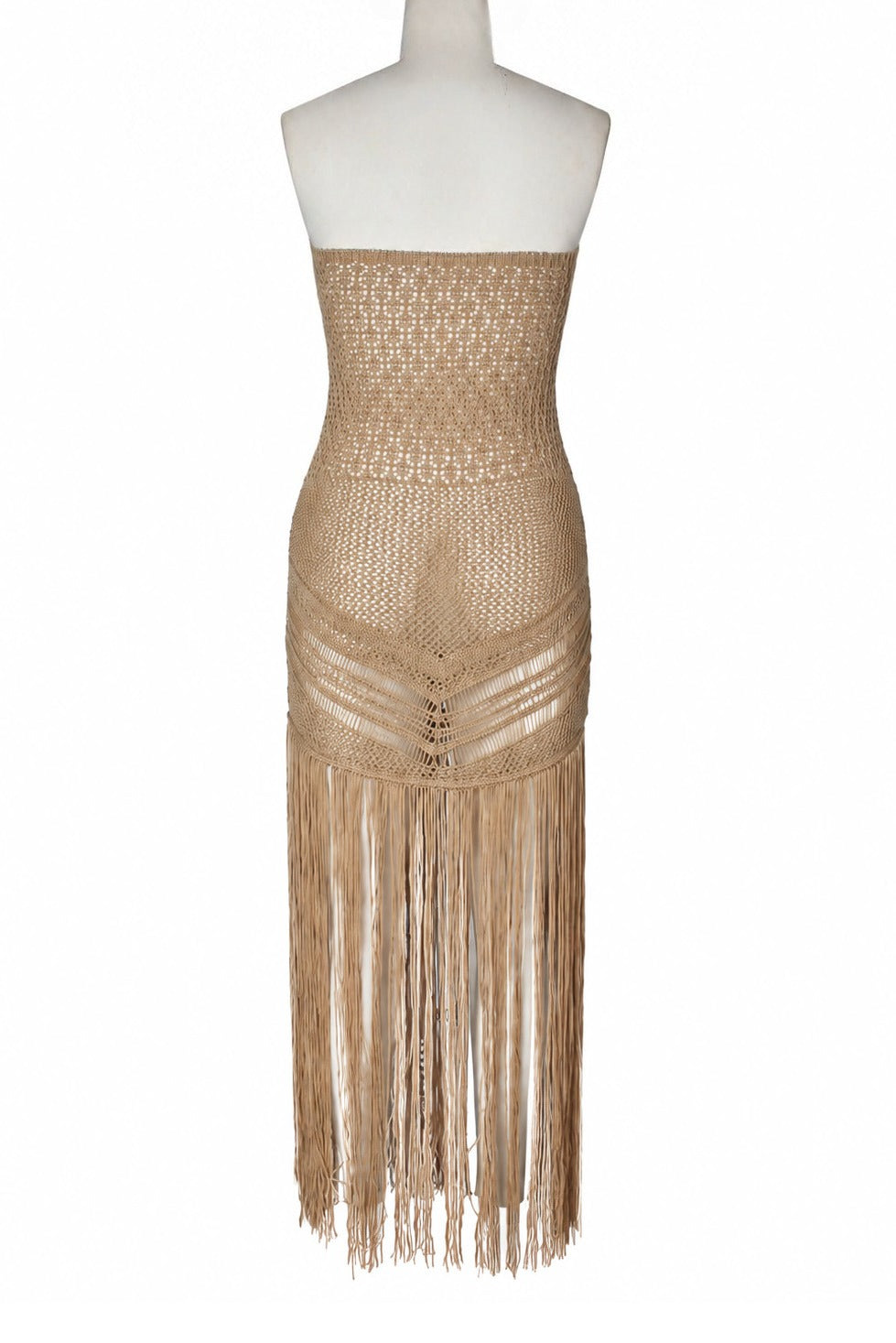 Strapless Crochet Fringe Maxi Dress Lavish Daily