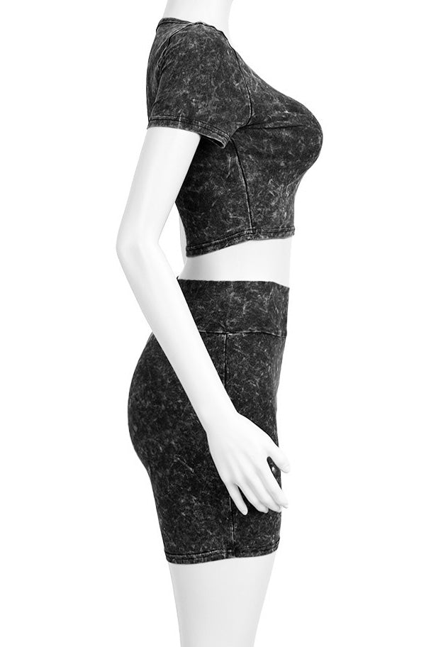 Mineral Wash Crop & Biker Short Set Lavish Daily