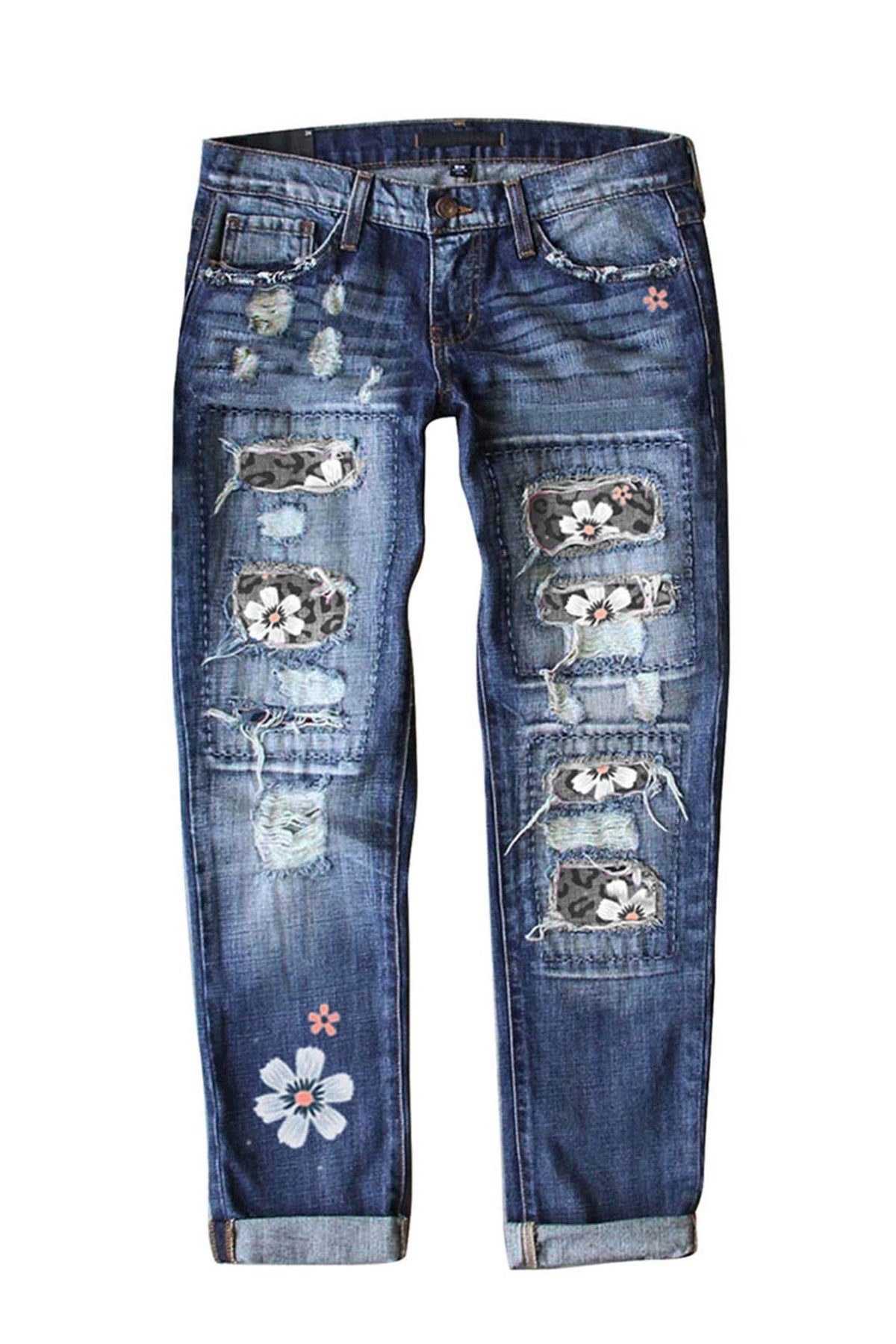 Slim Fit Printed Denim Trousers Lavish Daily