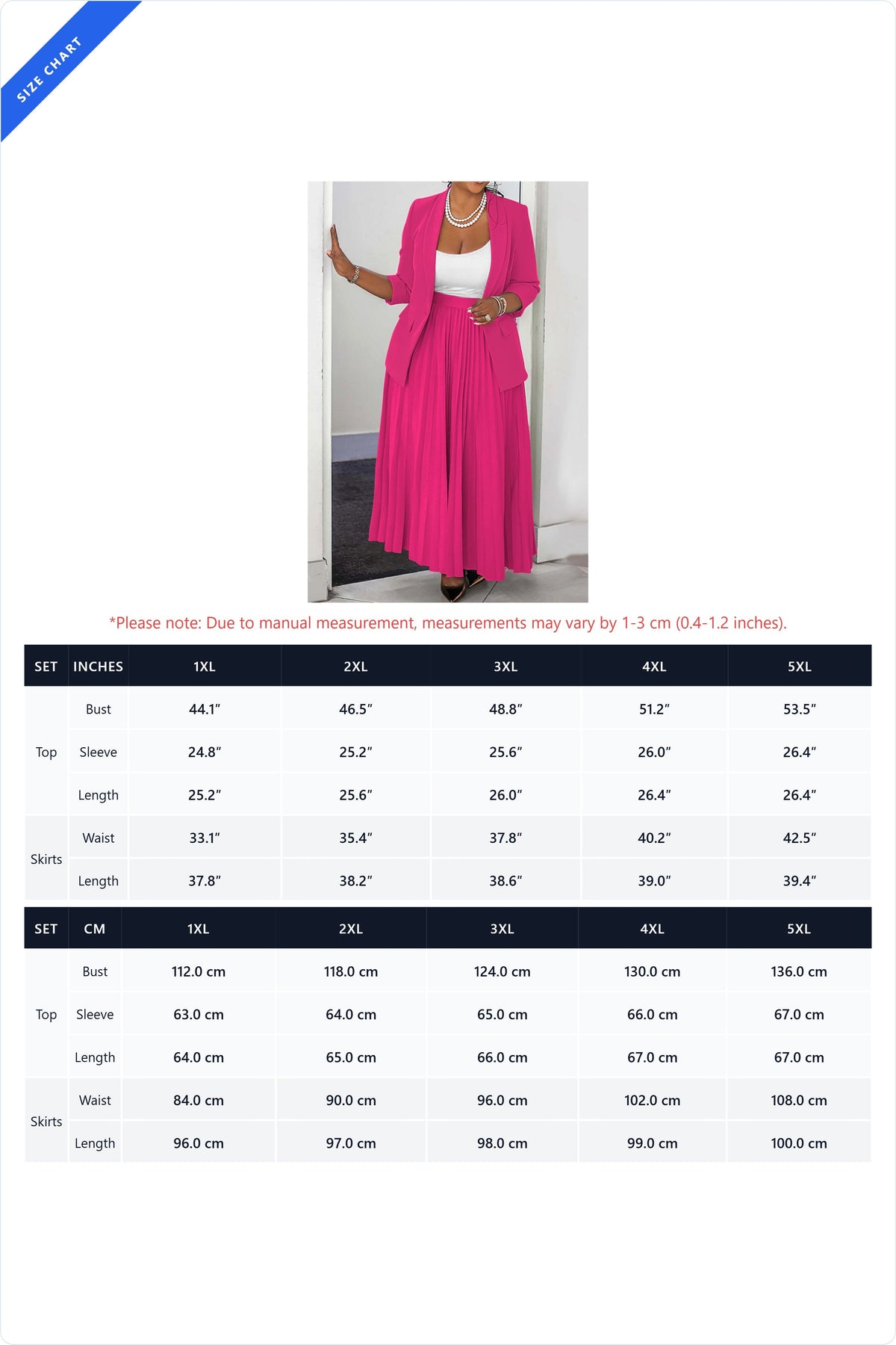 Plus Size Blazer & Pleated Skirt Set LavishDaily