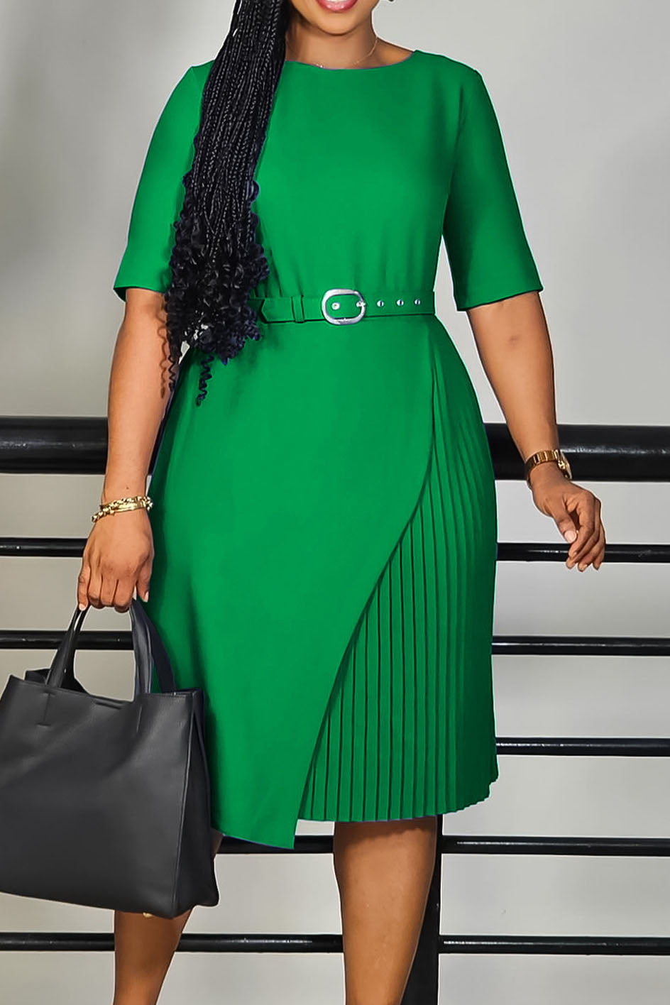 Side Pleat Corporate Dress Lavish Daily