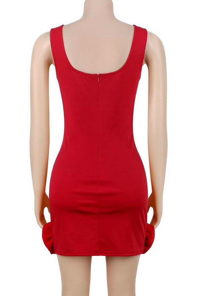 Rhinestone 3D Rosette Hem Mini Dress Lavish Daily