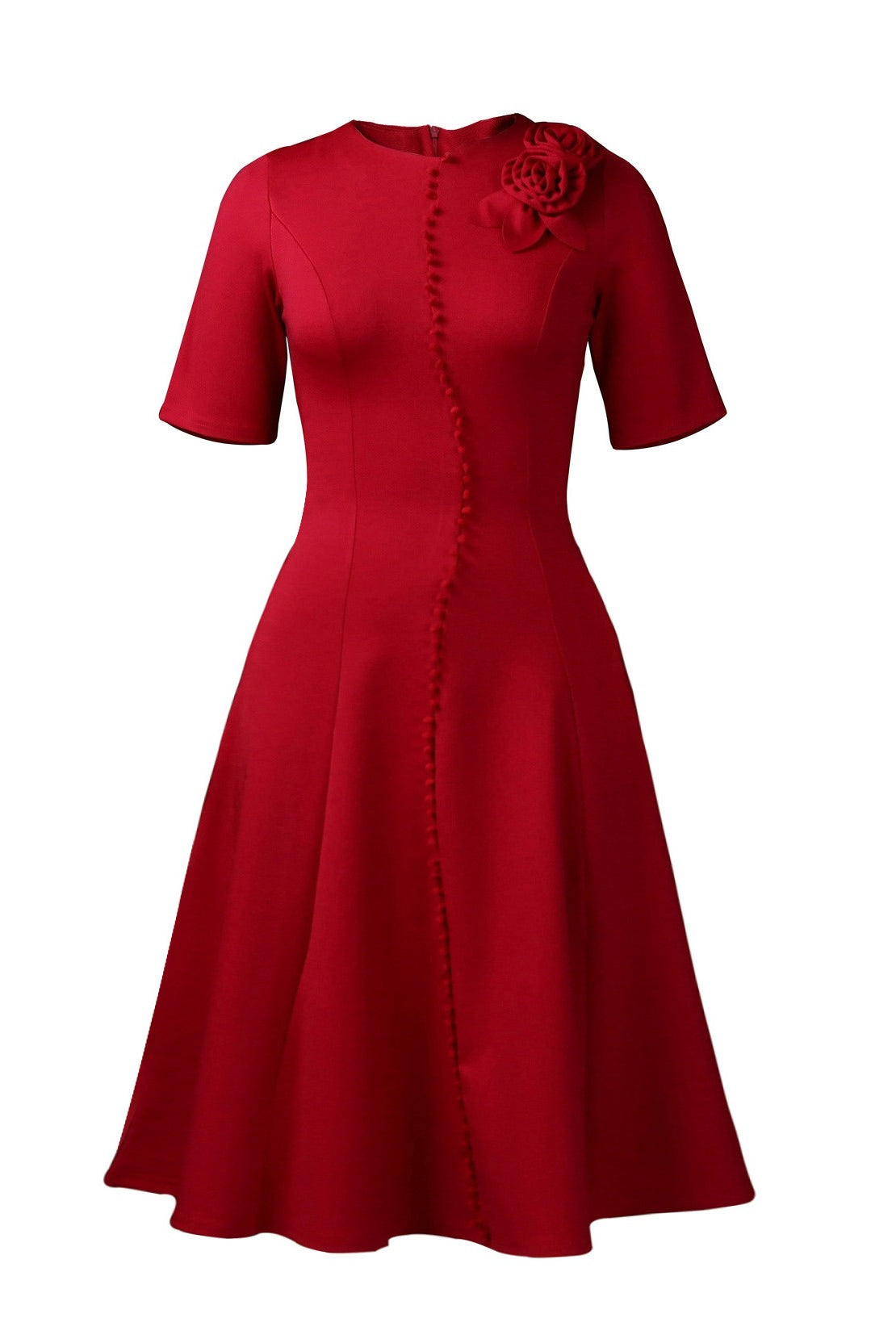 Asymmetrical Button A-Line Midi Dress Lavish Daily