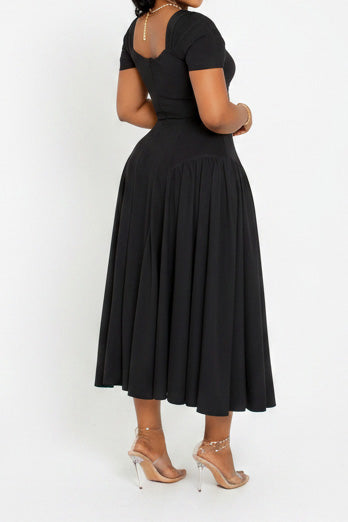 Plus Size Sweetheart Draped Midi Dress Lavish Daily