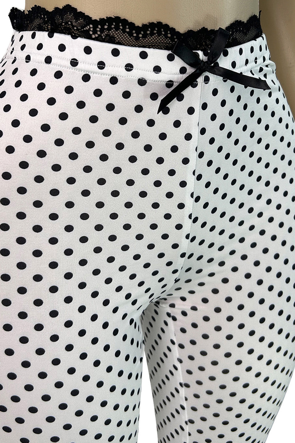 Polka Dot Lace Trim Capri Leggings Lavish Daily