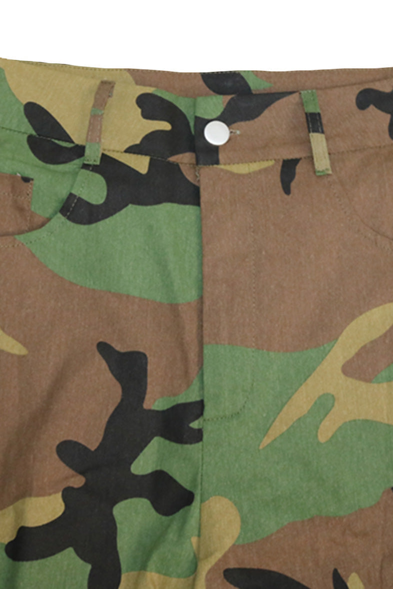 High-Rise Classic Camo Multi-Pocket Cargos Lavish Daily