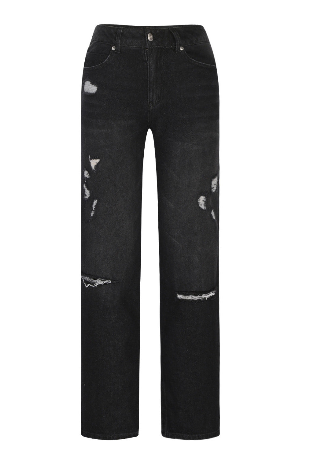 Distressed Mid-Rise Straight Leg Jeans Lavish Daily
