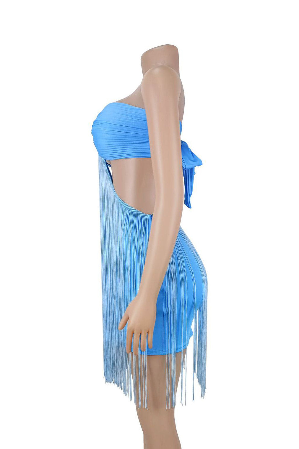 Strapless O-Ring Cutout Fringe Mini Dress Lavish Daily