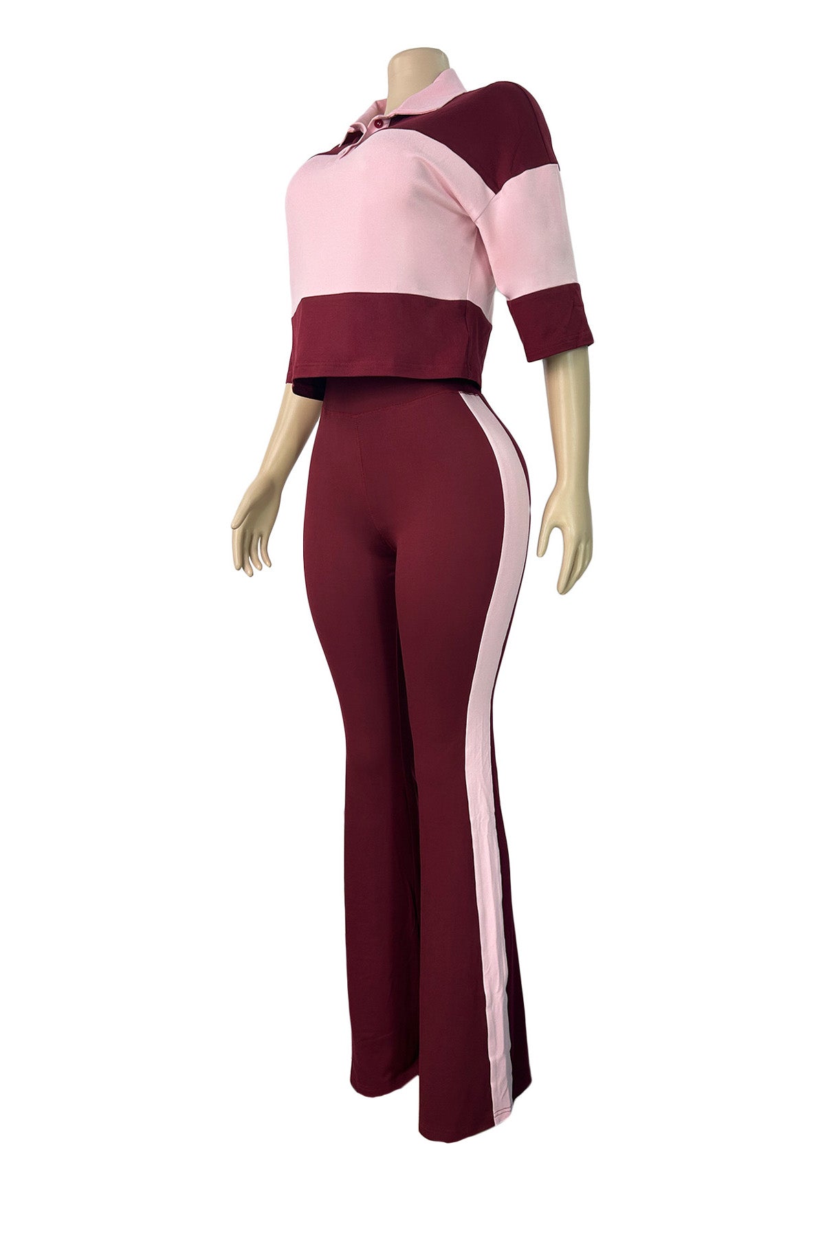 Collared Top & Flare Pants Two-Piece Set Lavish Daily