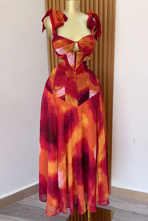 Tie Shoulder Cut-out Maxi Dress Lavish Daily