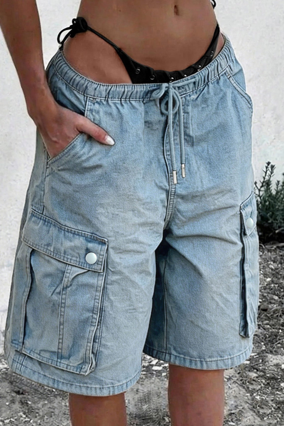 Baggy Drawstring Cargo Shorts LavishDaily