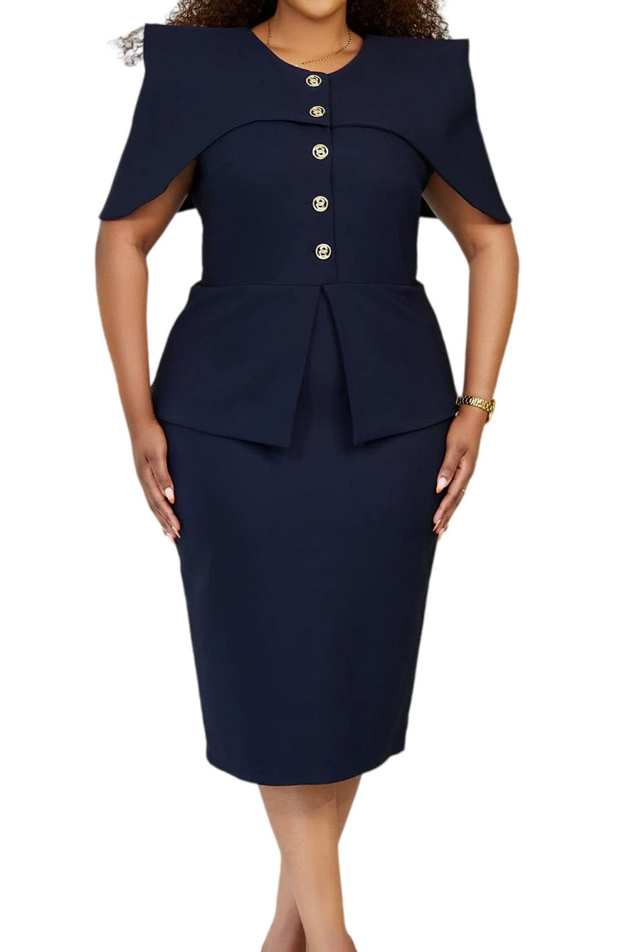 Capelet Shoulder Peplum Pencil Dress Lavish Daily