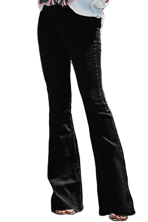 Denim Flare Leg Boyfriend Jeans Lavish Daily