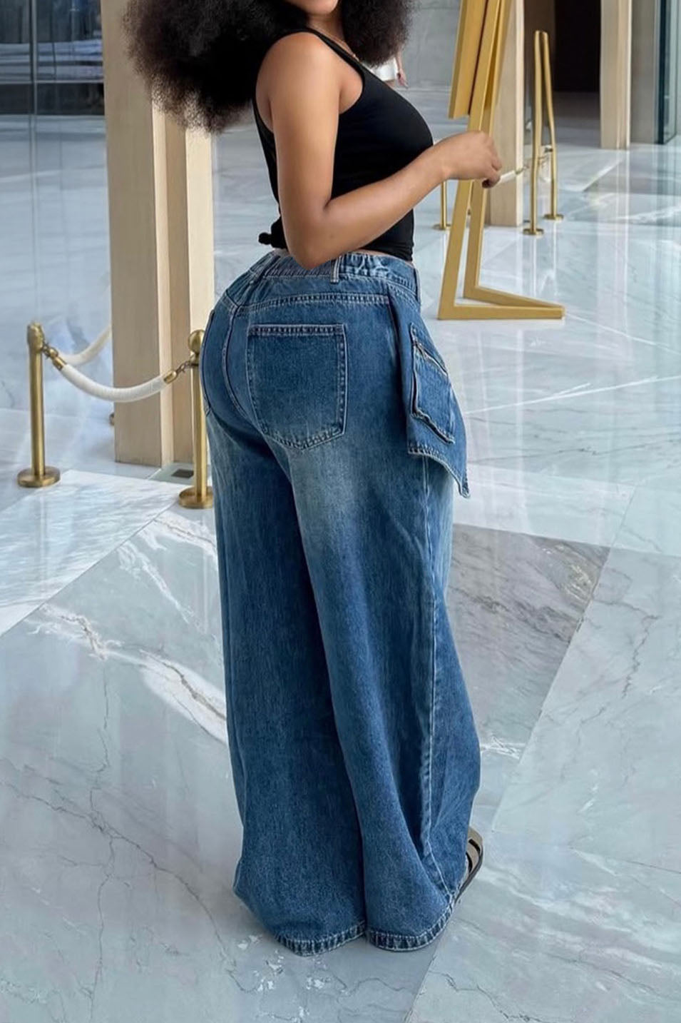 Deconstructed Wide Leg Denim Pants Lavish Daily
