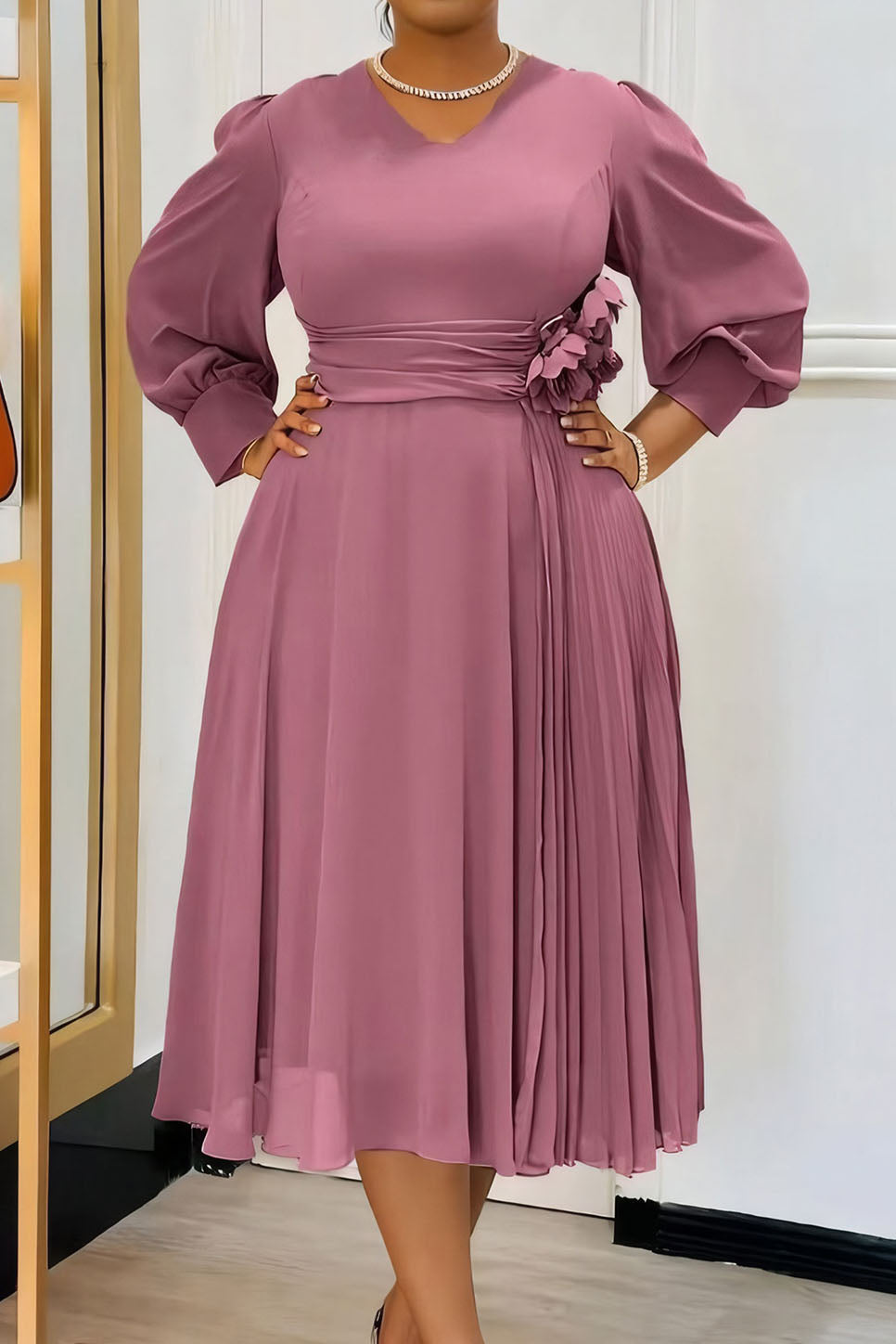 Solid Color A-Line Dress Lavish Daily