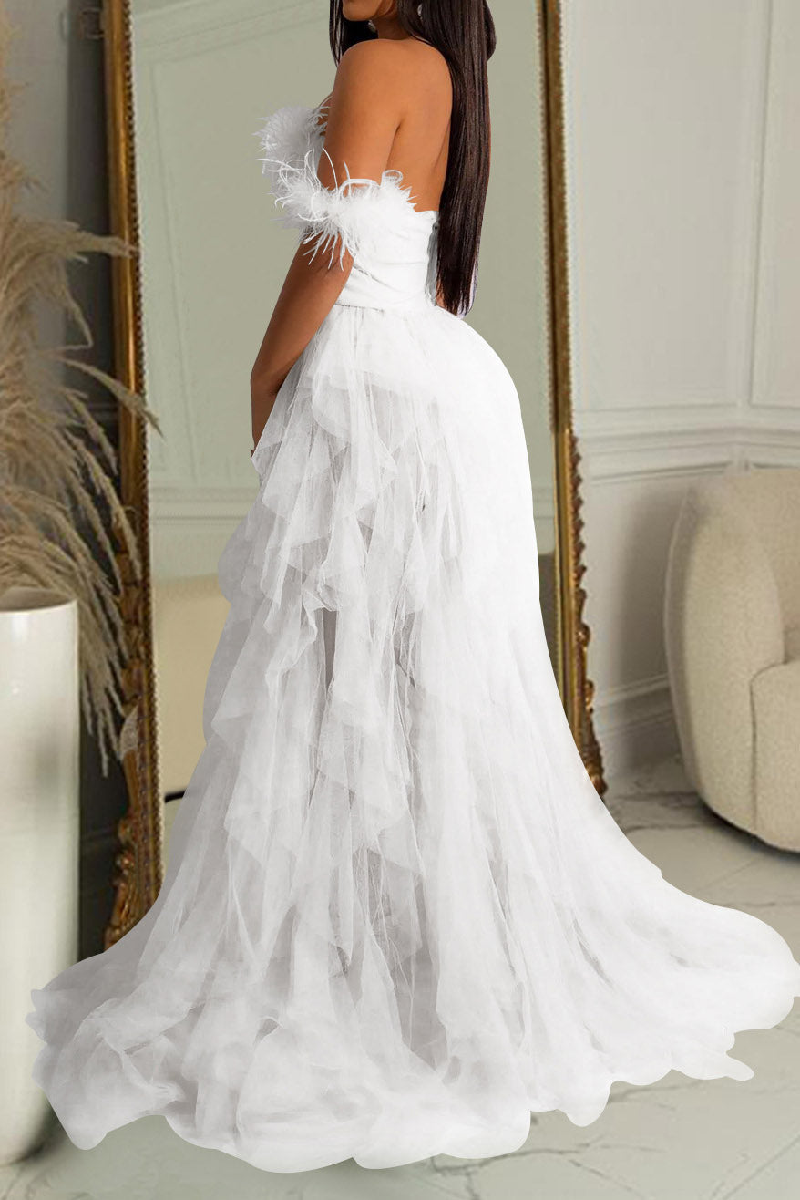 Strapless Corset Tulle Maxi Dress Lavish Daily