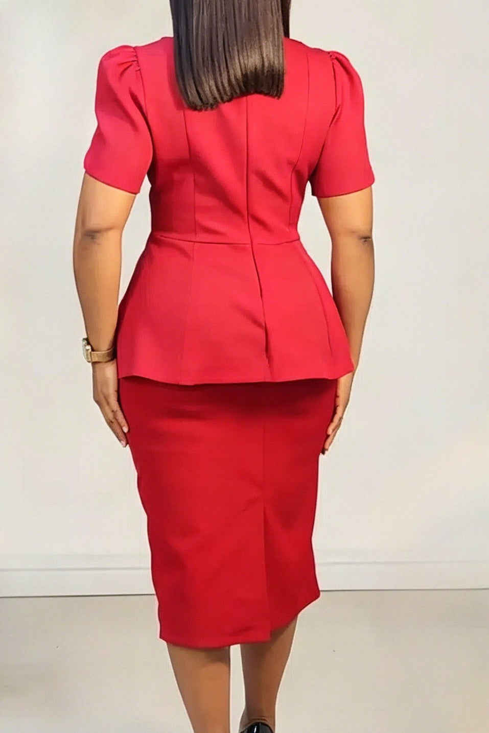 Double-Breasted Peplum Blazer Set Lavish Daily