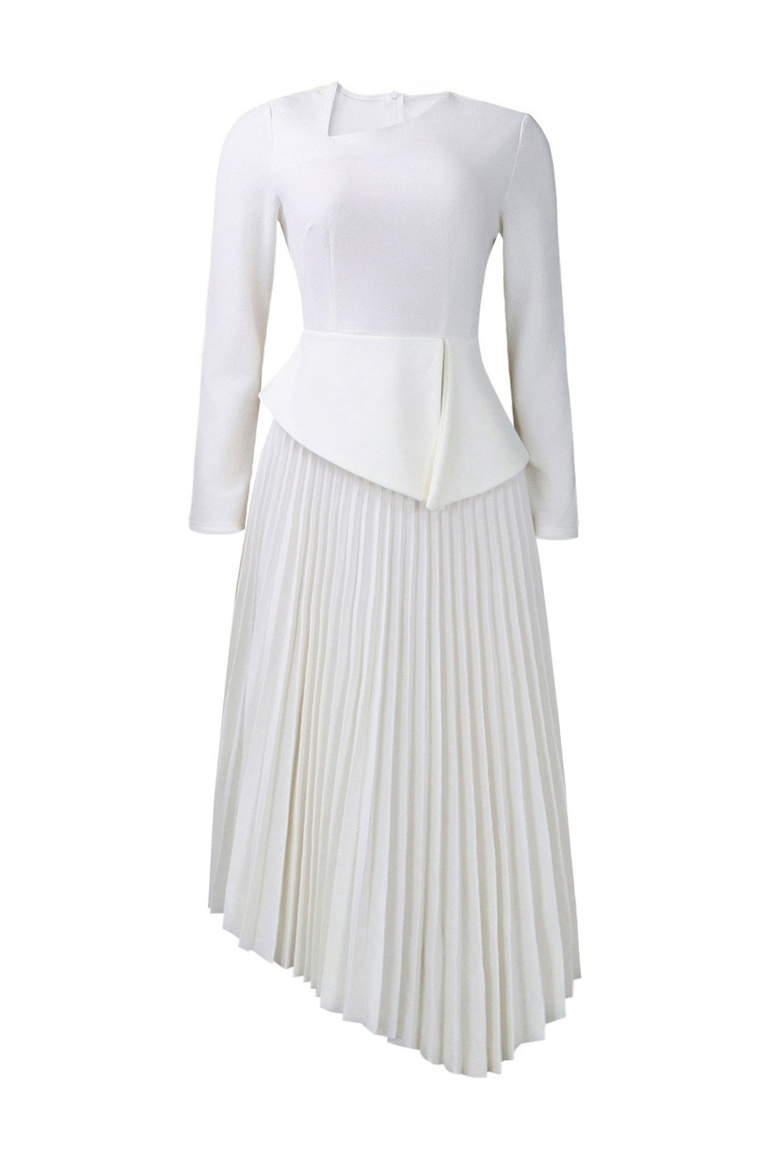 Asymmetric Hem Pleated Midi Dress Lavish Daily