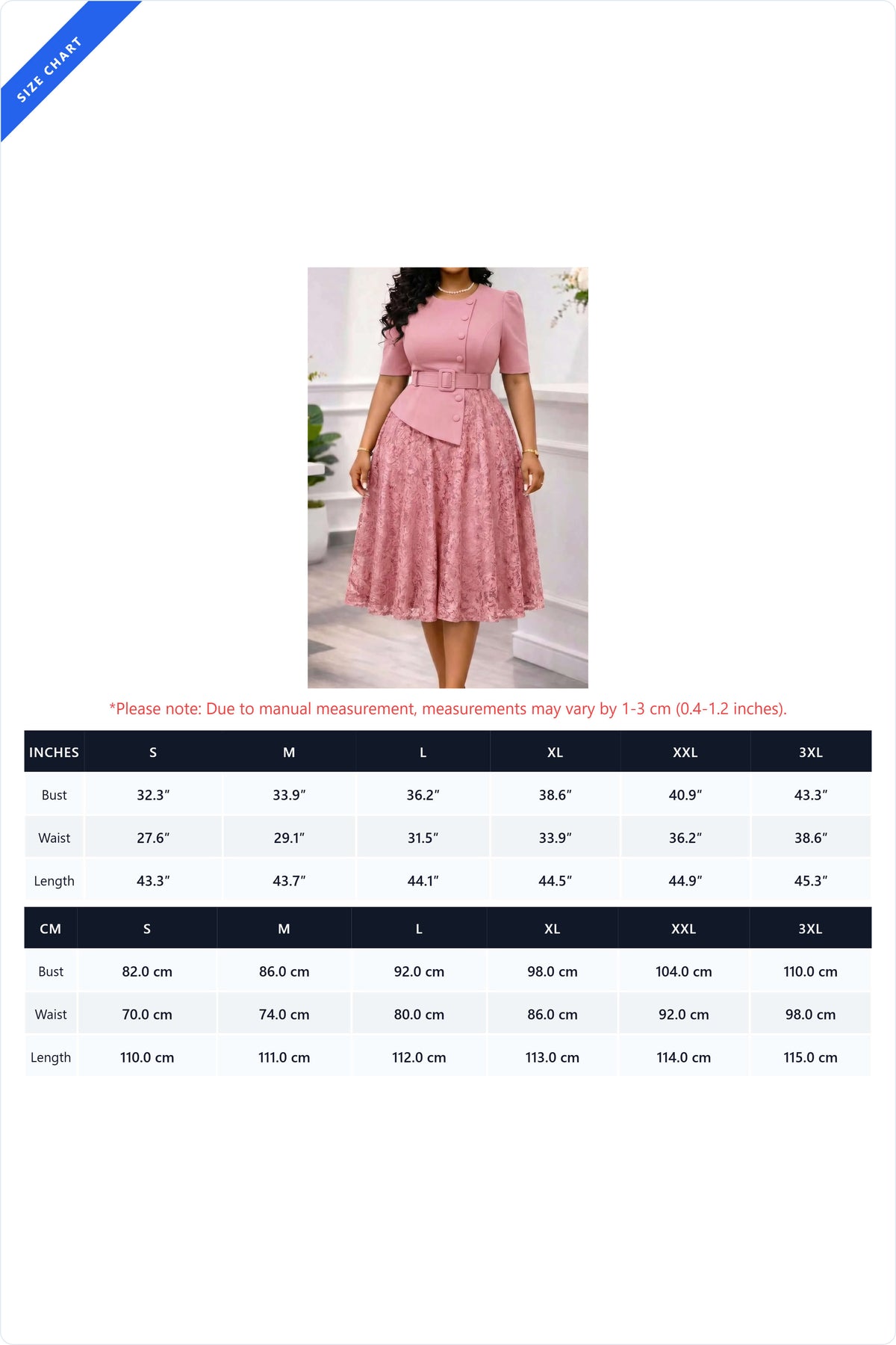 Asymmetrical Button Belted Lace Midi Dress Lavish Daily