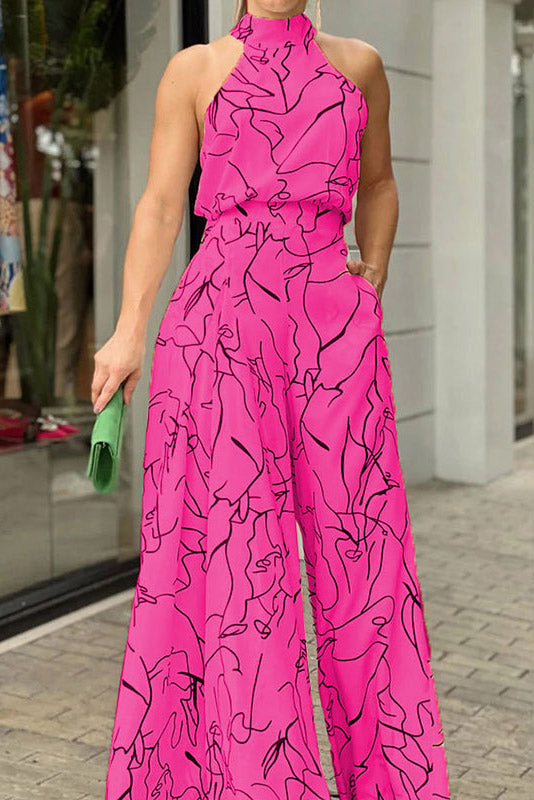 Round Neck Printed Jumpsuit for Women Lavish Daily