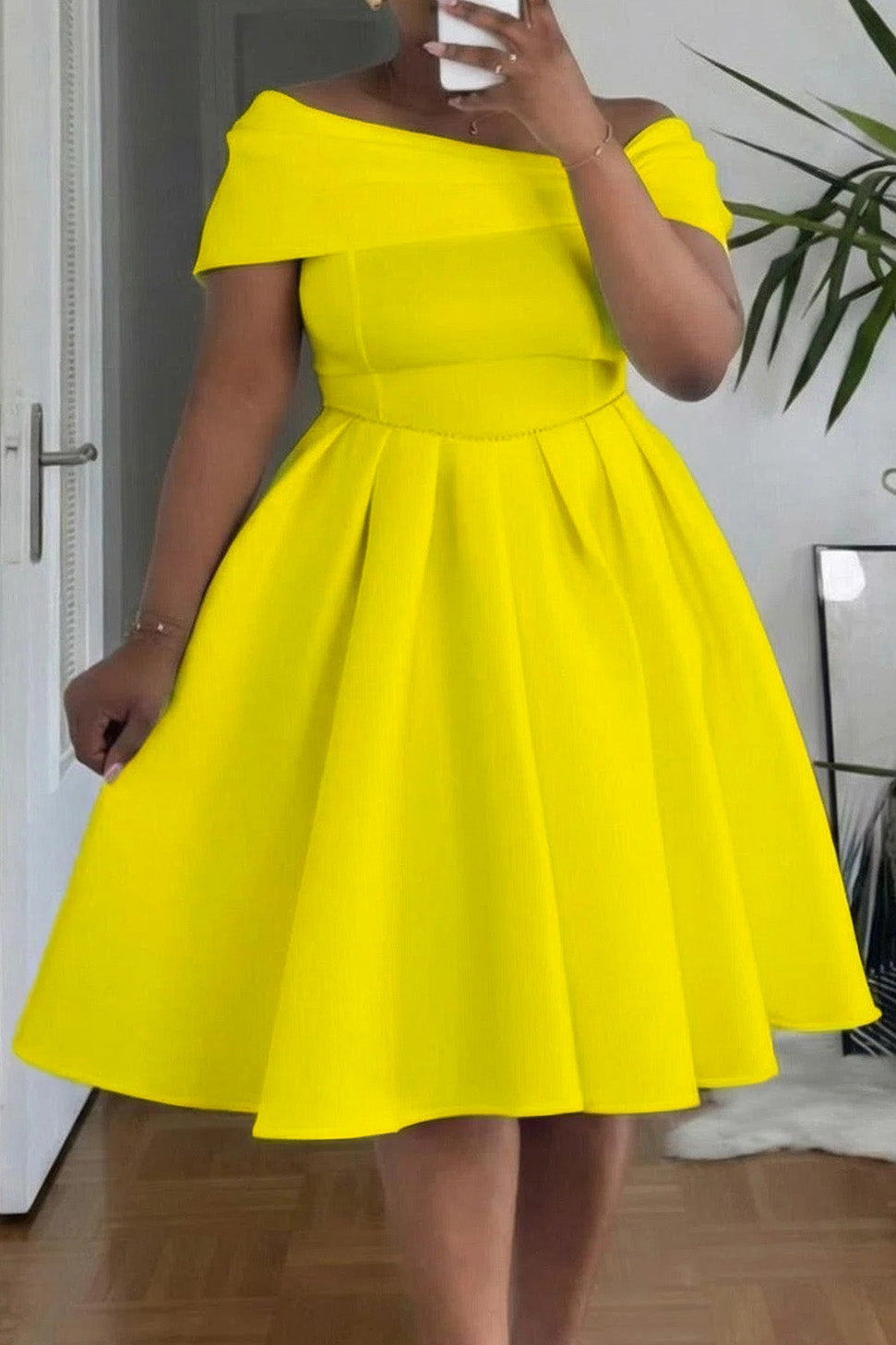 Off-Shoulder Fit & Flare Midi Dress Lavish Daily