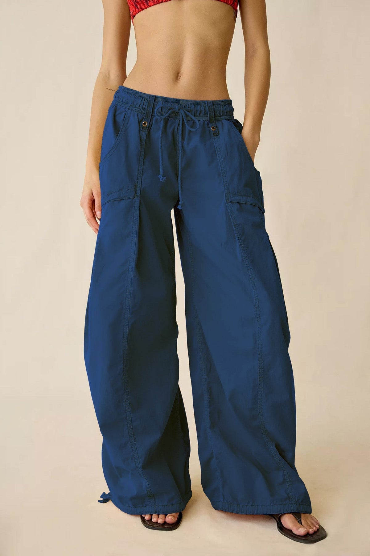 Wide Leg Drawstring Parachute Pant Lavish Daily