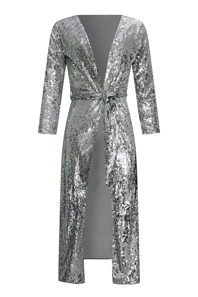 Sequin Wrap Coat Lavish Daily