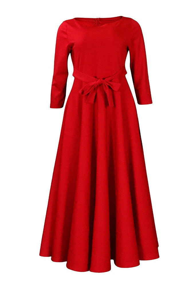 Elegant Tie-Waist A-Line Maxi Dress Lavish Daily