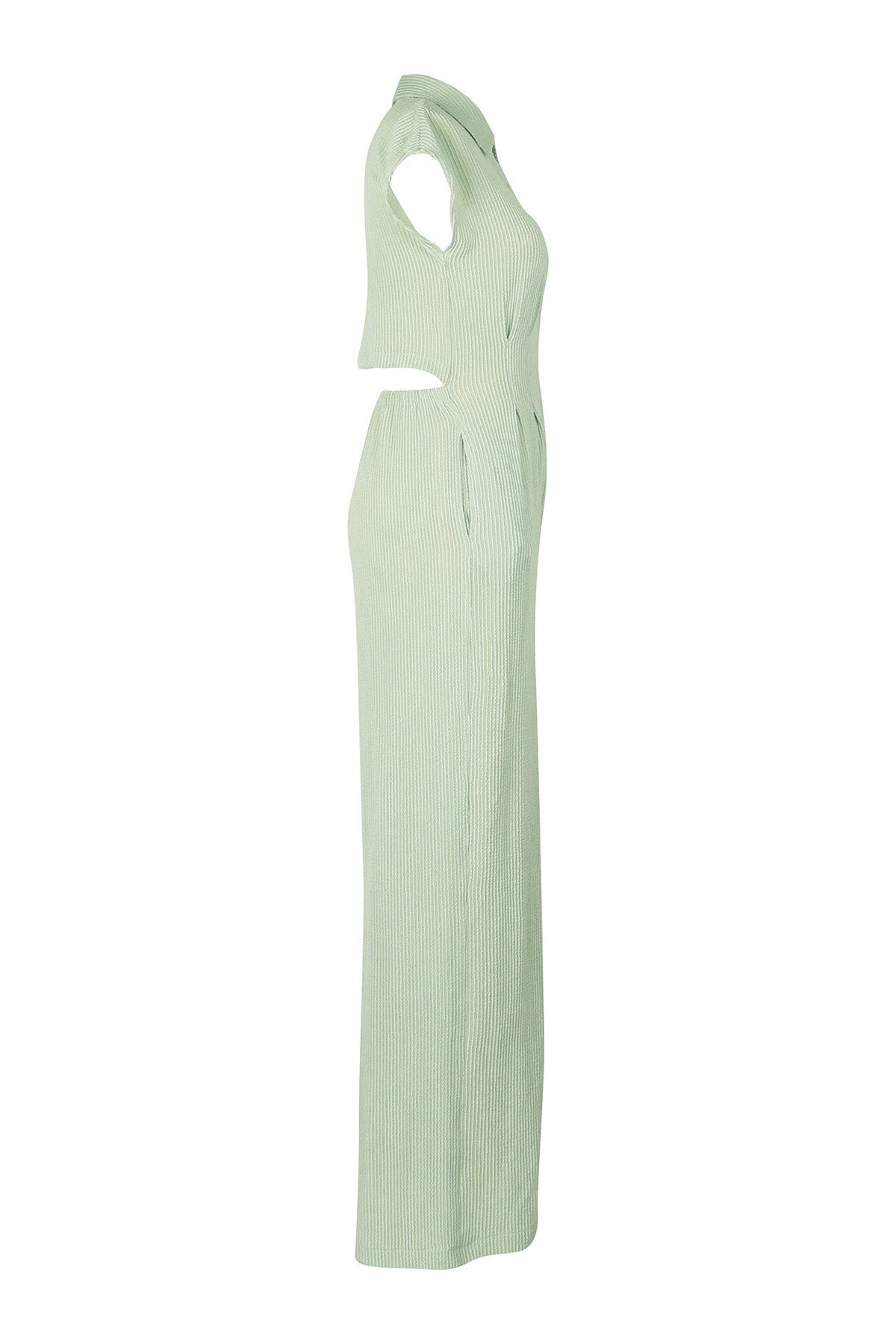Striped Button-Up Sleeveless Jumpsuit Lavish Daily