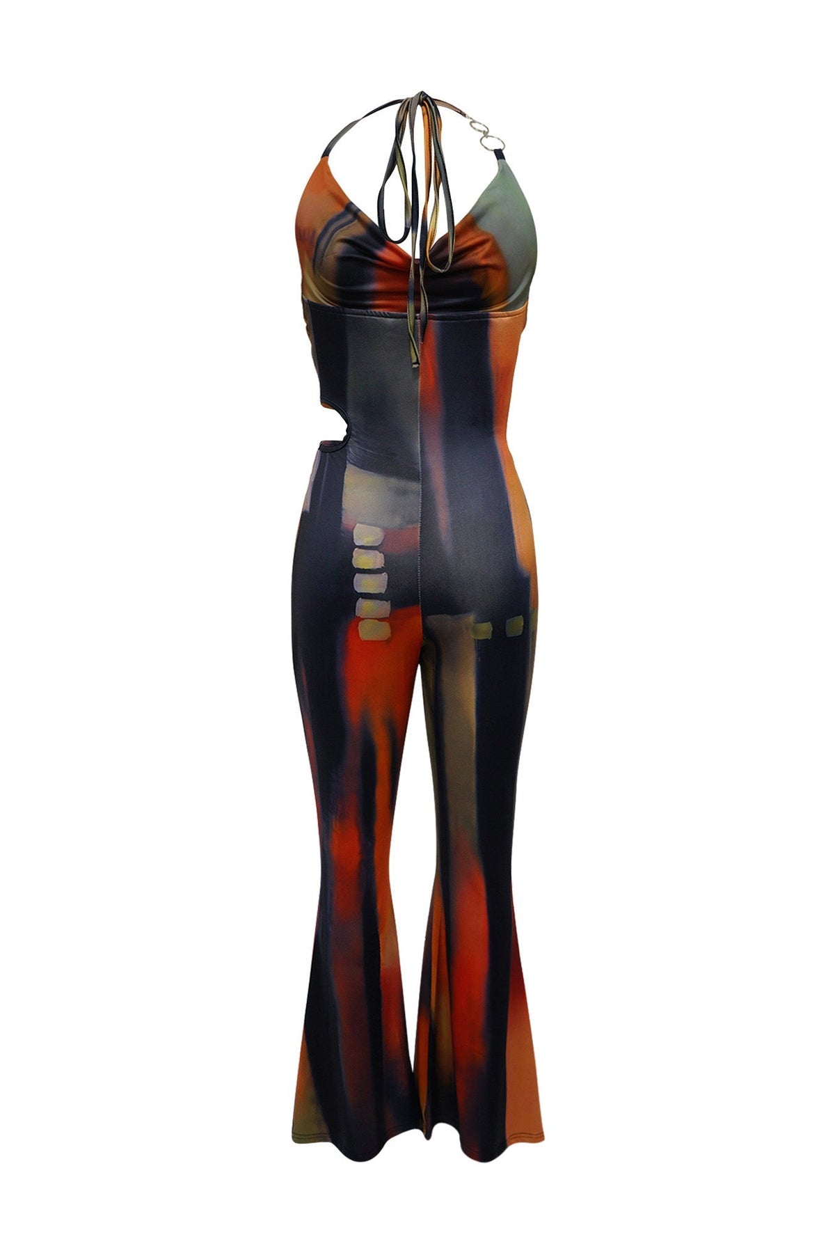 Cowl Neck Cutout Flared Jumpsuit Lavish Daily