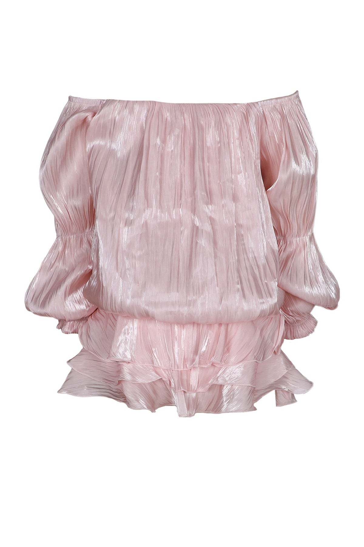 Plisse Off-Shoulder Tiered Mini Dress Lavish Daily