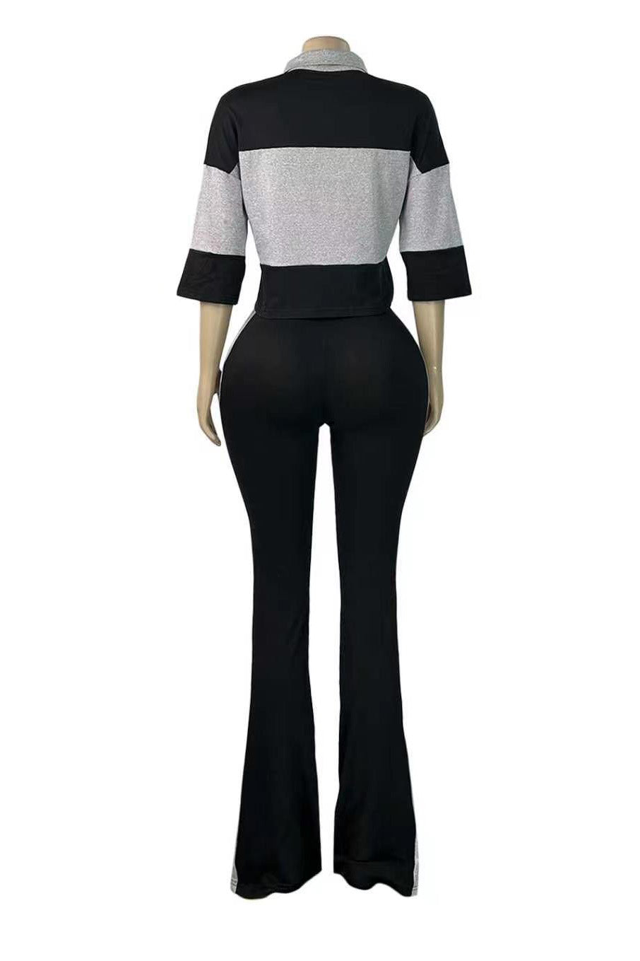 Collared Top & Flare Pants Two-Piece Set Lavish Daily