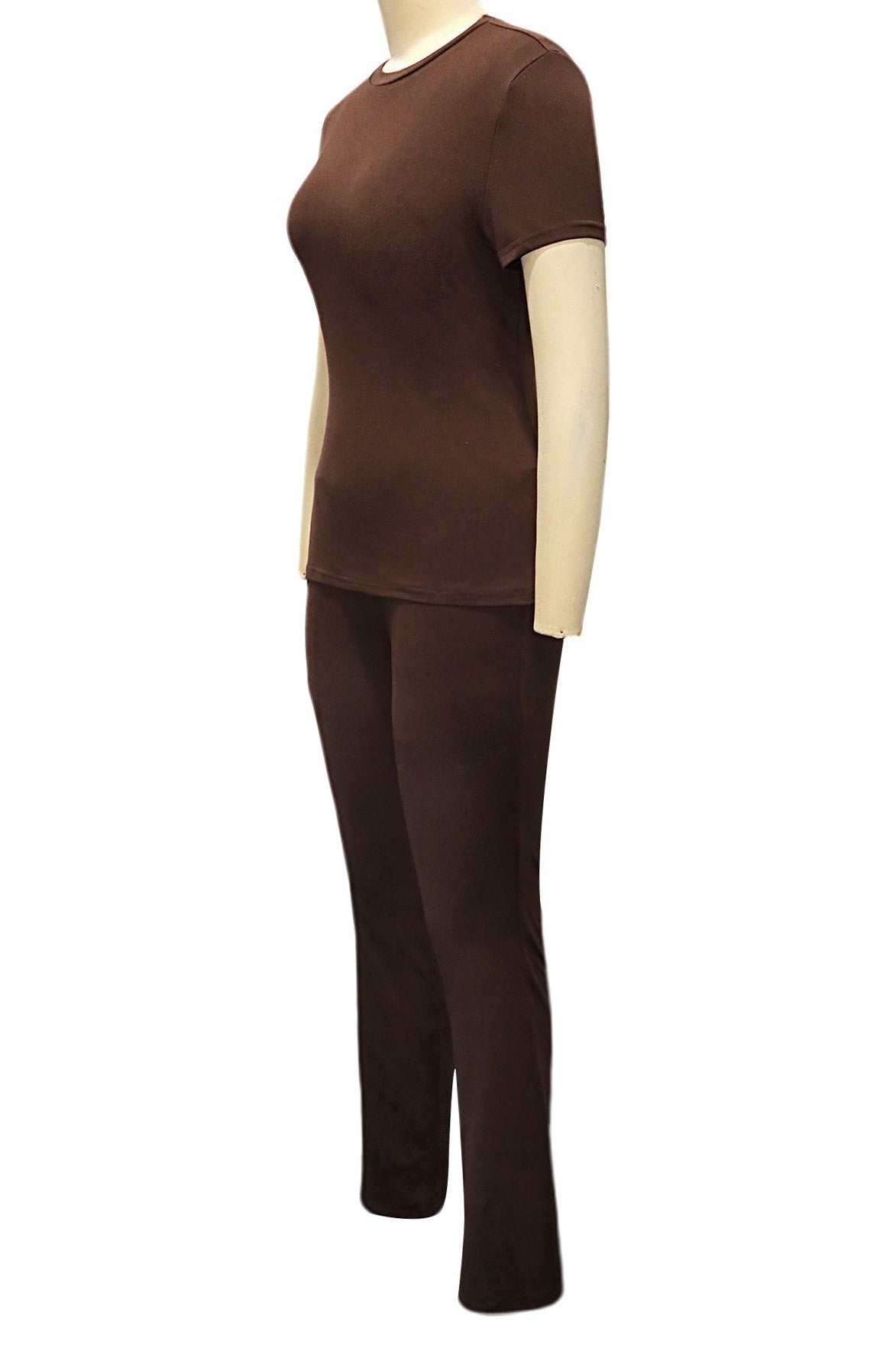 Fitted Short Sleeve Flare Pant Set Lavish Daily