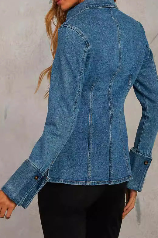 Tailored Fit Flare Hem Denim Shirt Jacket Lavish Daily