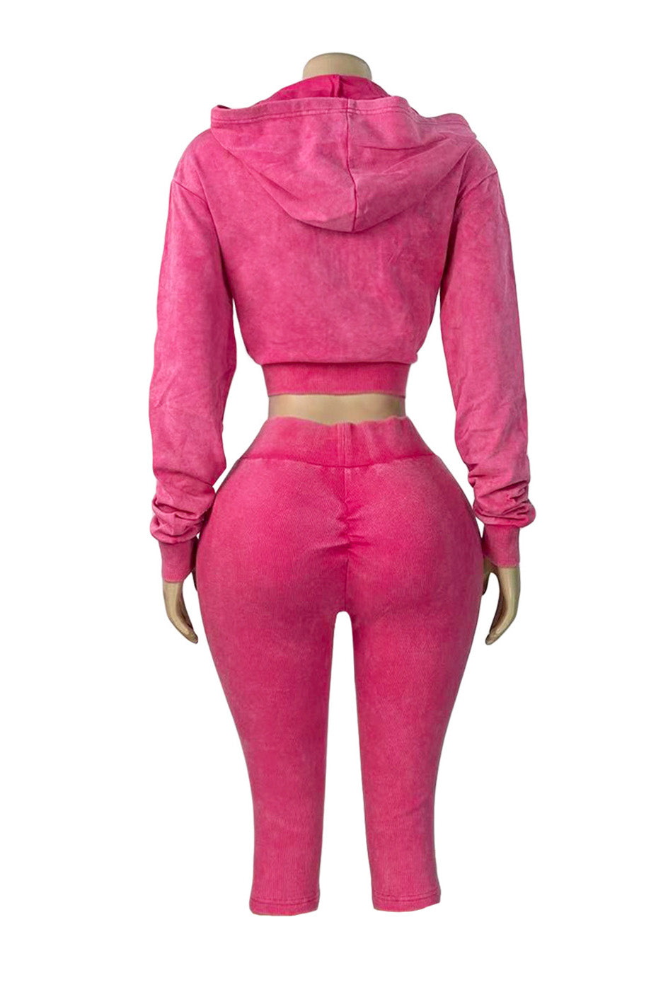 Washed Hoodie & Ribbed Capri Leggings Set Lavish Daily