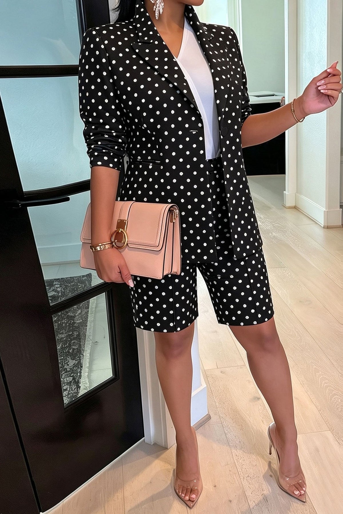 Polka Dot Blazer & Shorts Set Lavish Daily