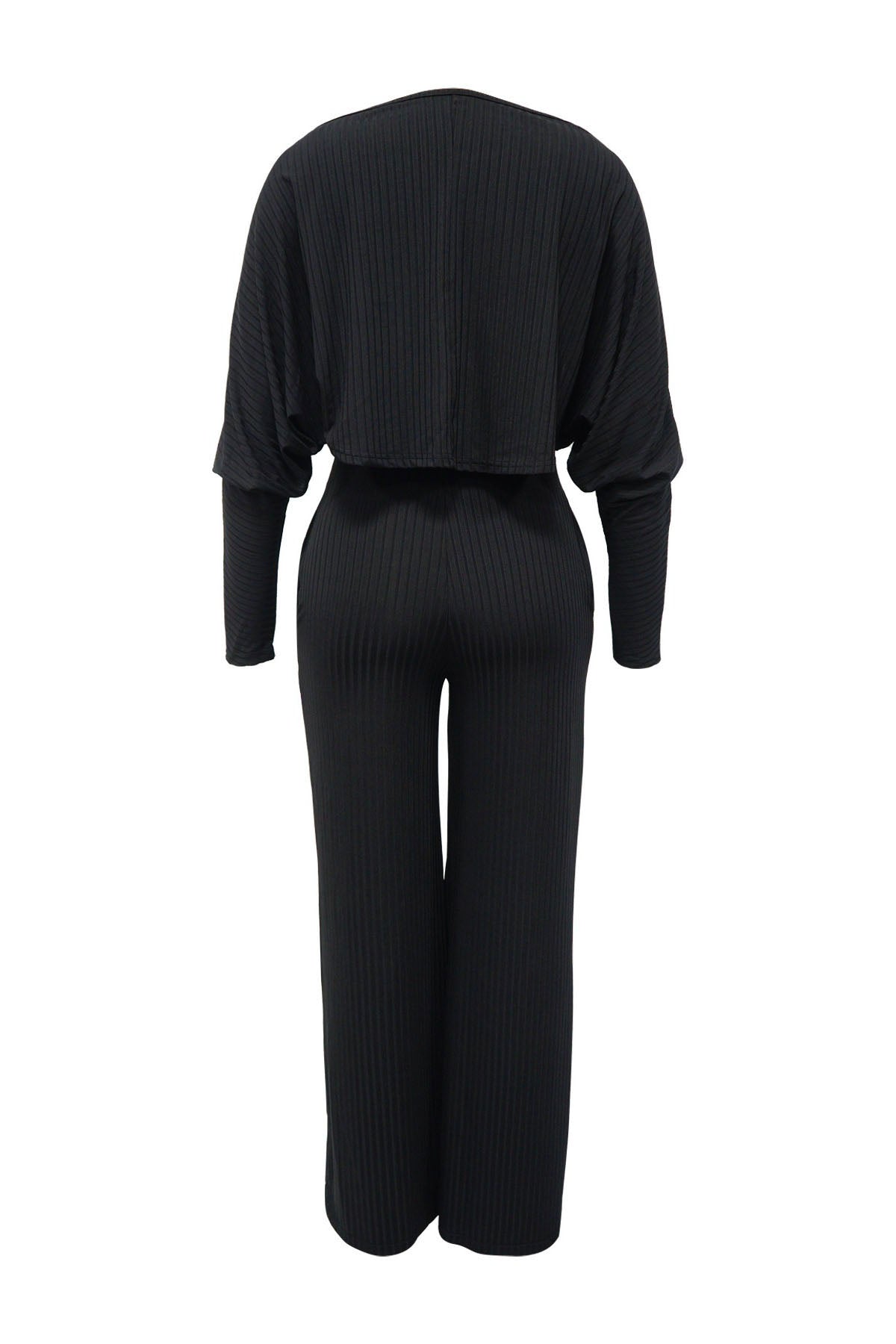 2-Piece Ribbed Knit Tank Jumpsuit & Cropped Top Set Lavish Daily