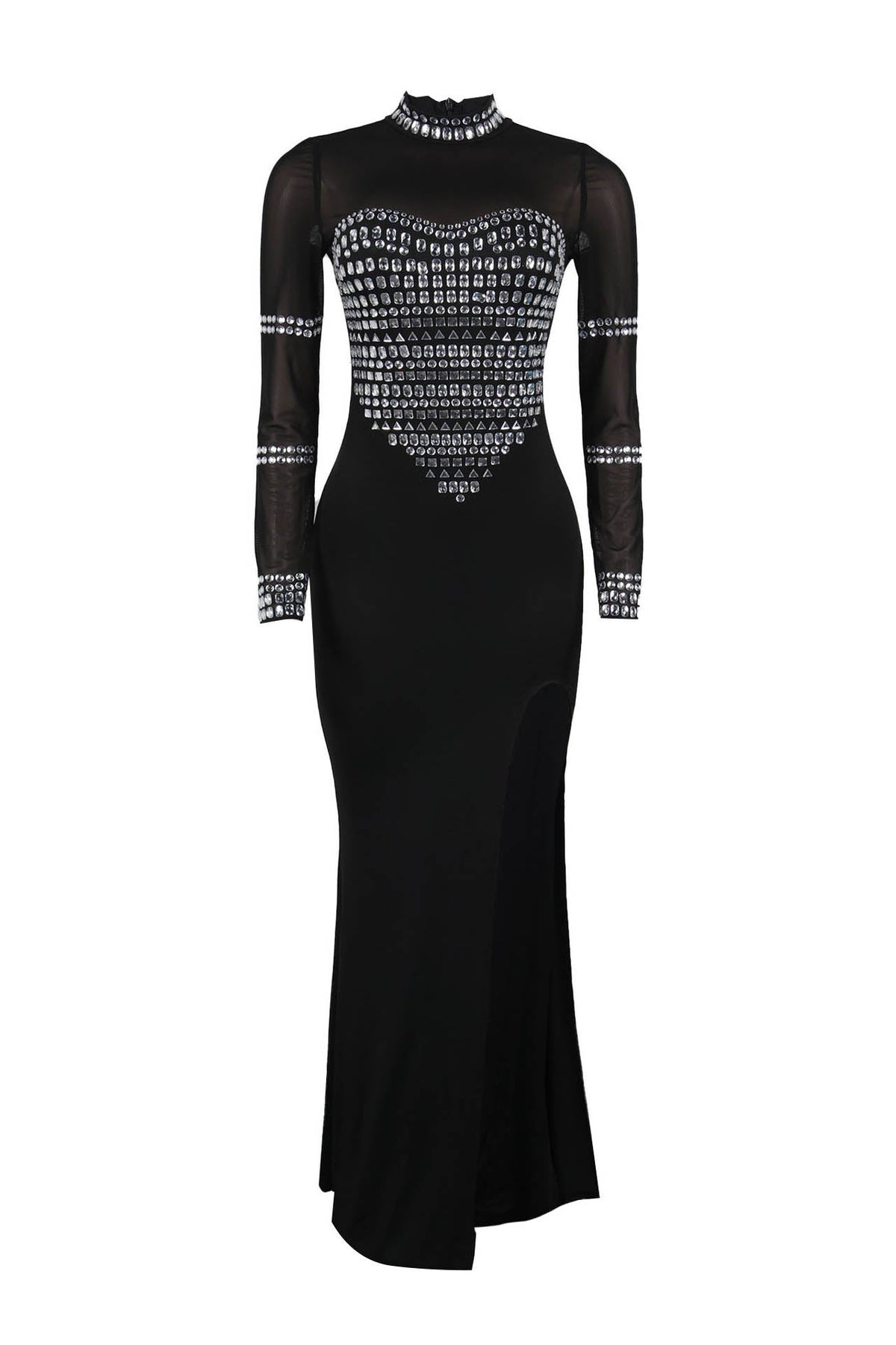 V-Neck Long Sleeve Split Hem Dress Lavish Daily
