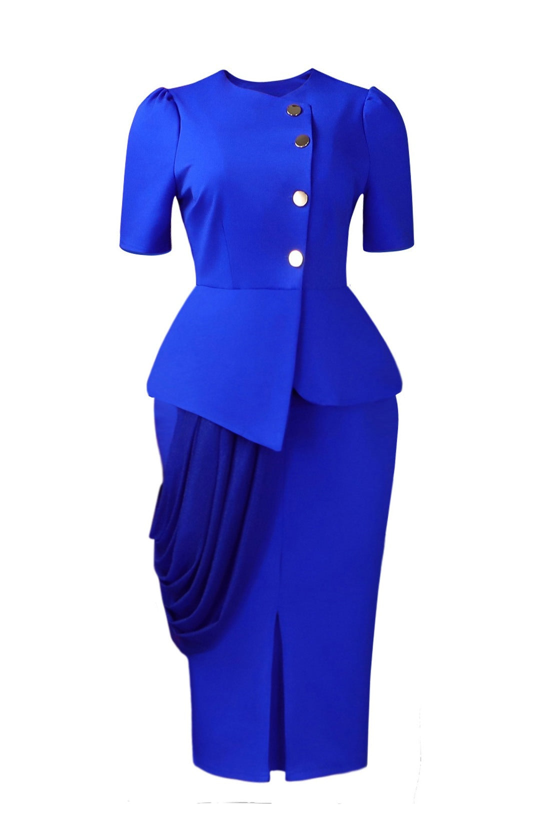 Asymmetrical Button Peplum Skirt Set Lavish Daily