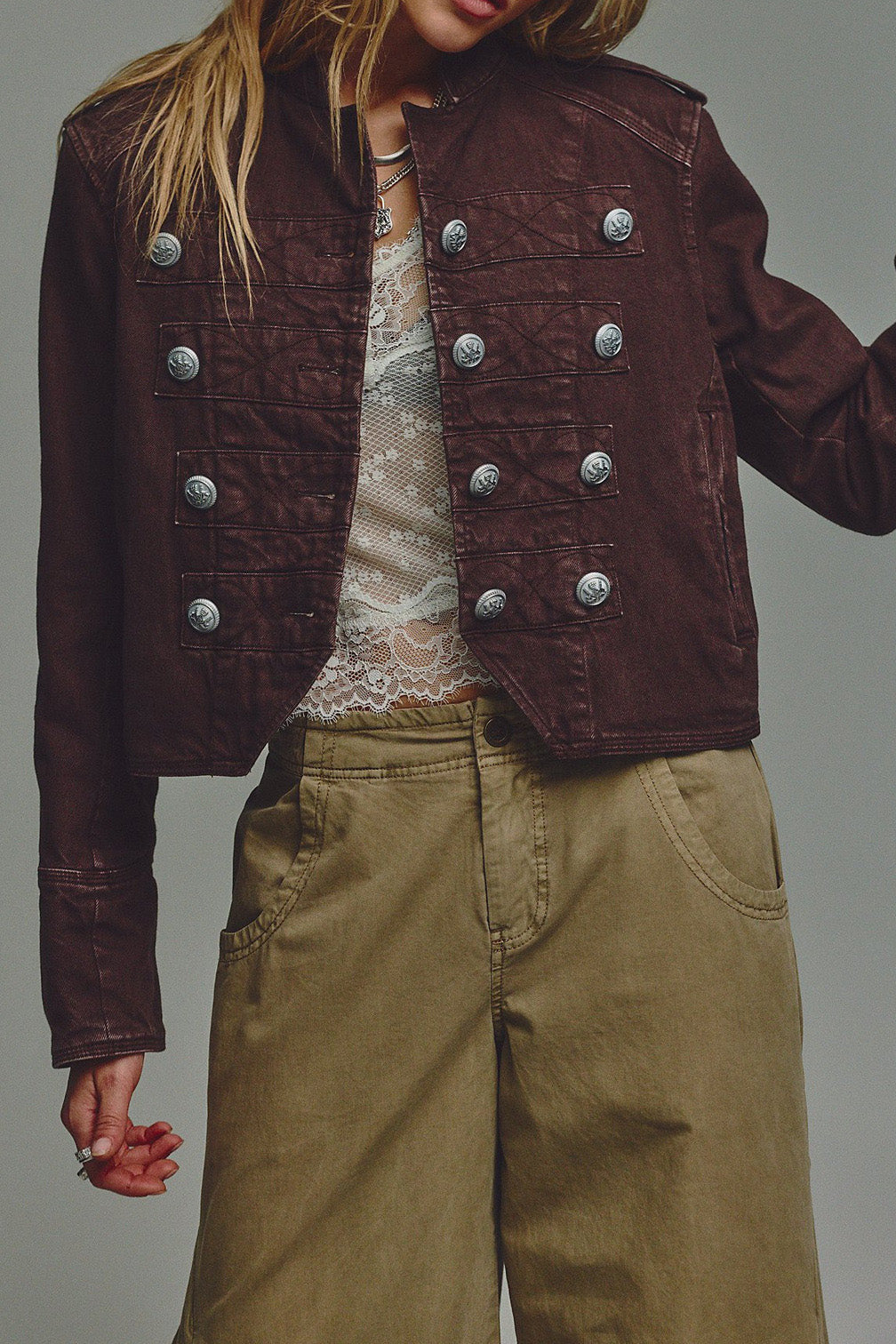 Cropped Vintage Military Band Jacket Lavish Daily