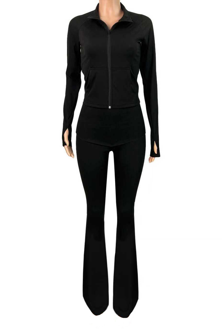 Sculpted Foldover Waist Flare Pants Set Lavish Daily