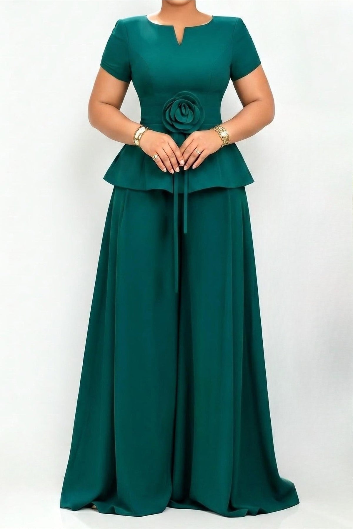 3D Floral Peplum & Wide Leg Matching Set Lavish Daily