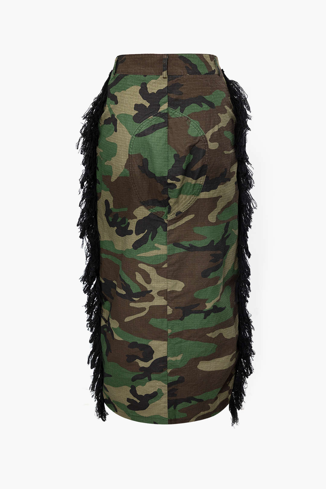 Camo Fringe Split Midi Skirts Lavish Daily