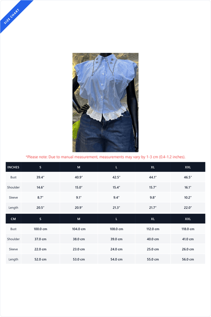 Embellished Collar Striped Blouse Lavish Daily