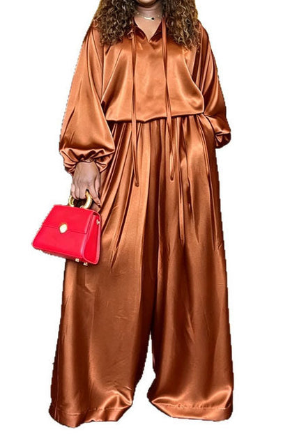 Drawstring Top & Wide Leg Pants Set Lavish Daily