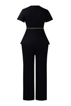 Short Sleeve Asymmetric Blazer Trouser Set Lavish Daily